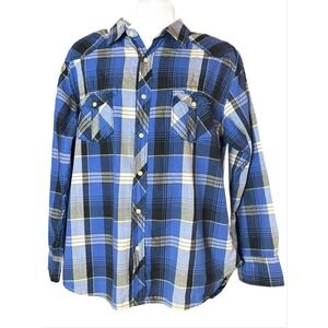 Arizona Jean Company Shirt Men's 2XL Blue Plaid Long Sleeve Button Up *Read*